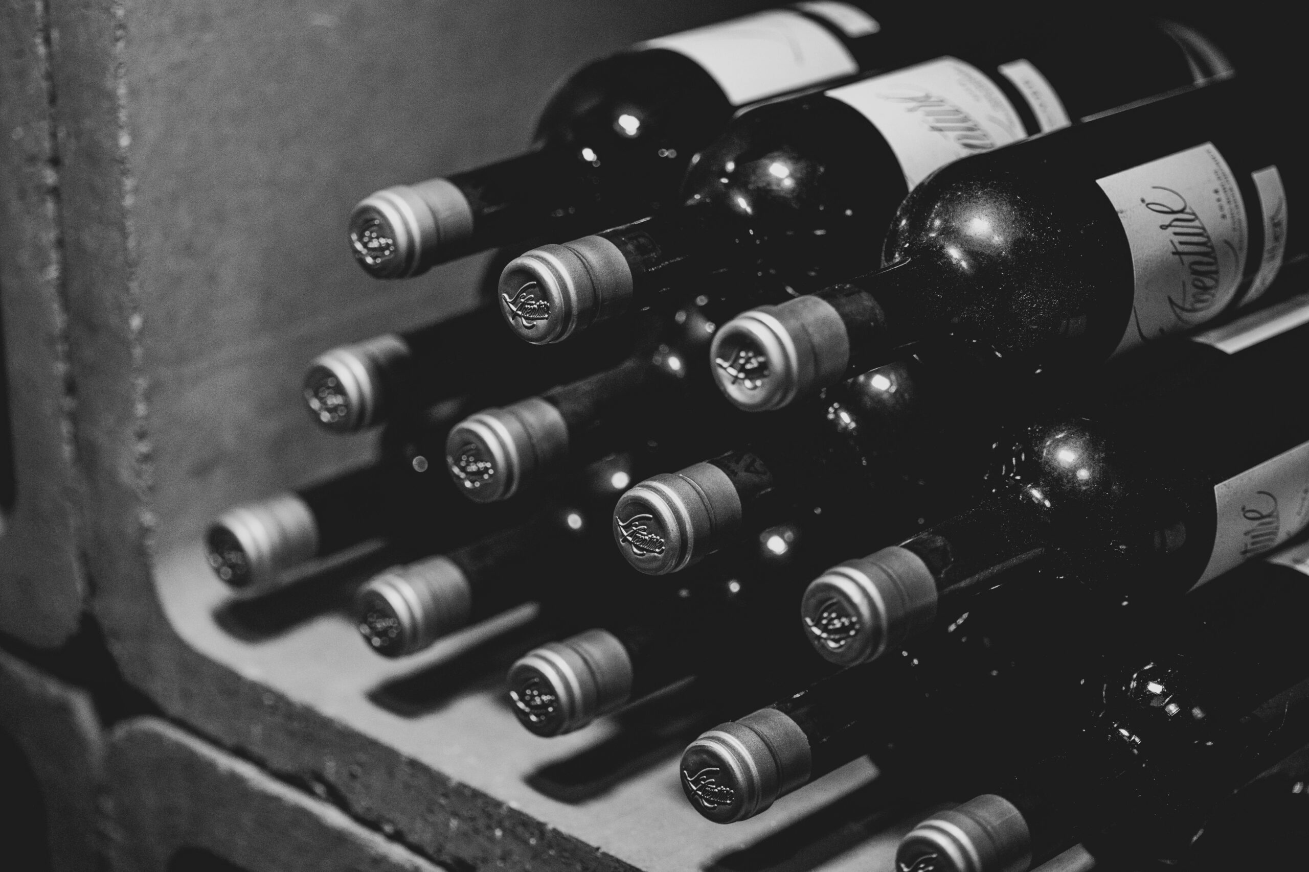 Close Up Image of bottles in the L'Aventure Cellar Library